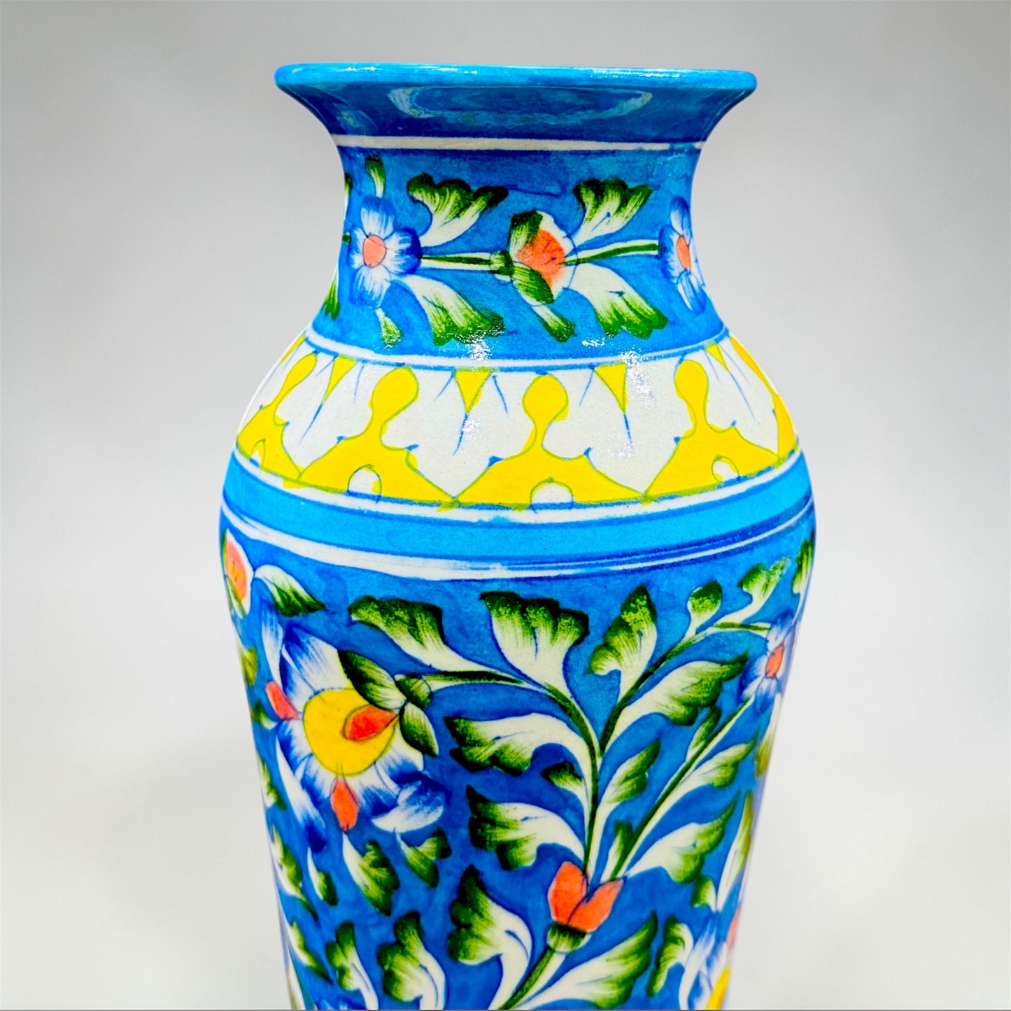 12-inch Blue Pottery Vase
