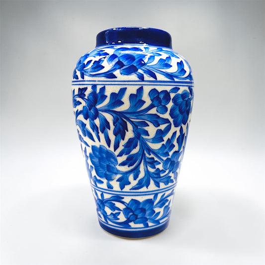 10-inch Blue Pottery Handi Vase