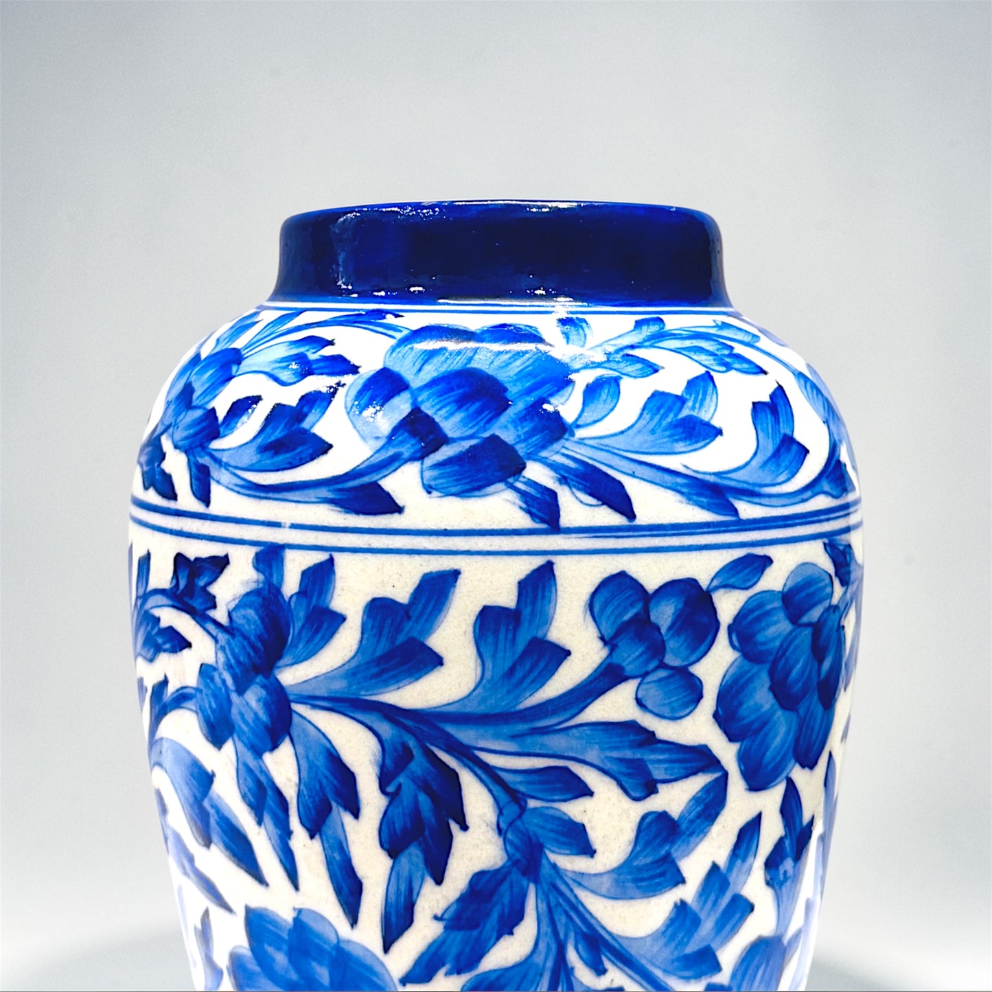 10-inch Blue Pottery Handi Vase