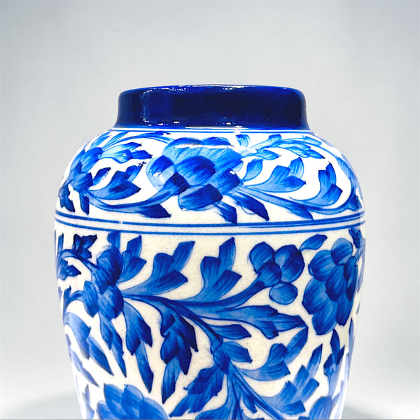 10-inch Blue Pottery Handi Vase