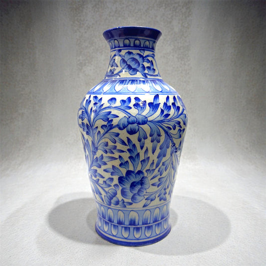 12-inch Blue Pottery Vase