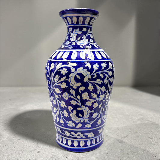 12-inch Blue Pottery Vase