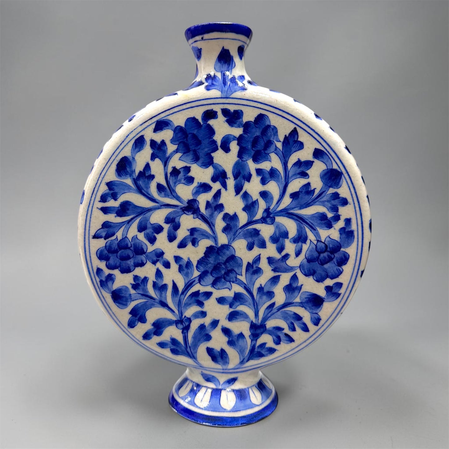 10-inch Blue Pottery Disc Vase