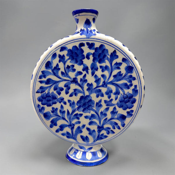 10-inch Blue Pottery Disc Vase