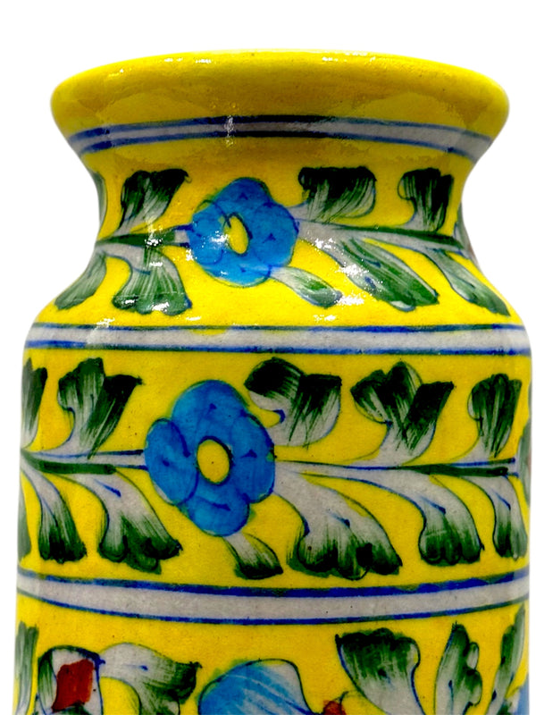 12-inch Blue Pottery Bottle Shape Vase