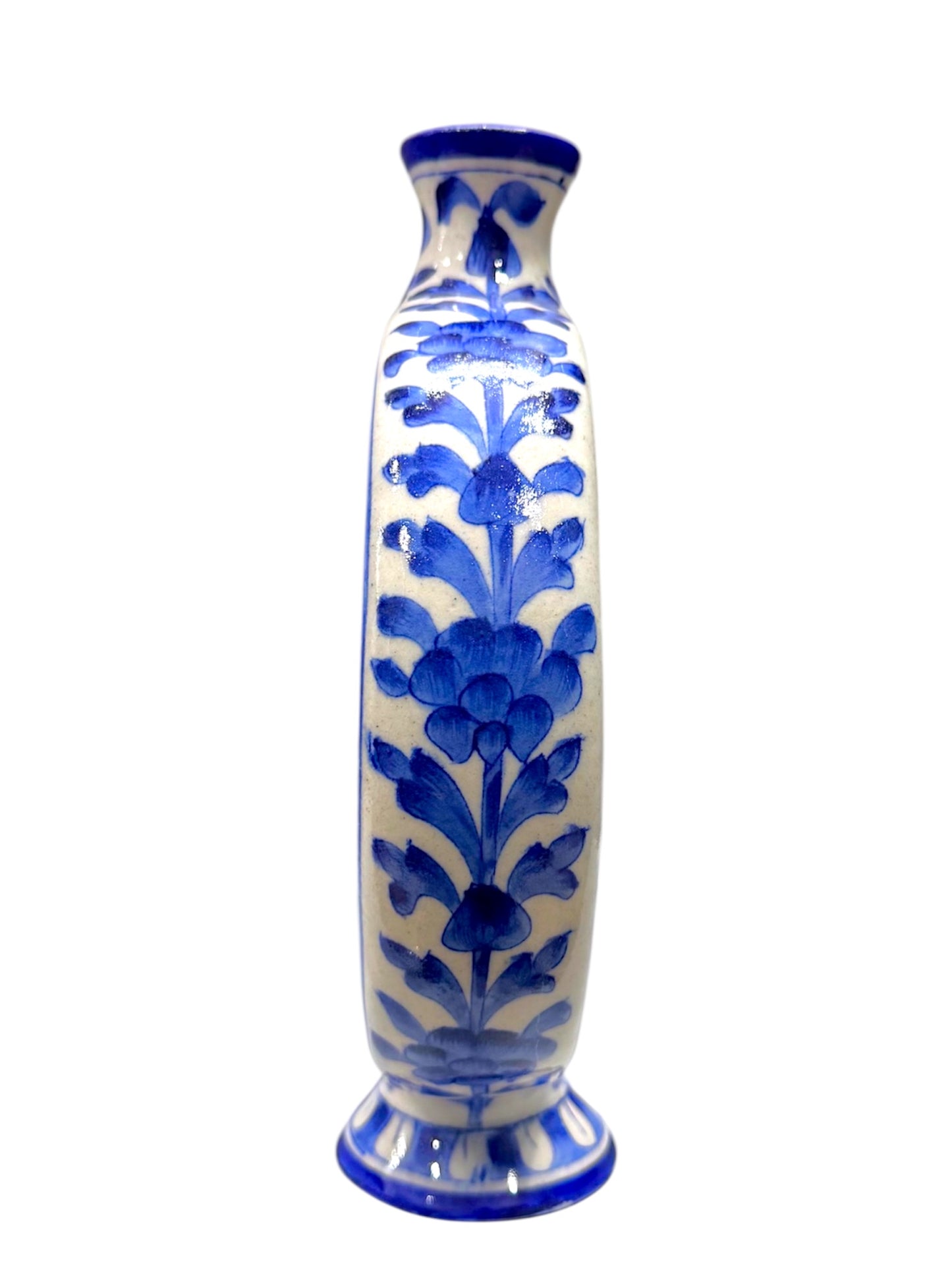 10-inch Blue Pottery Disc Vase