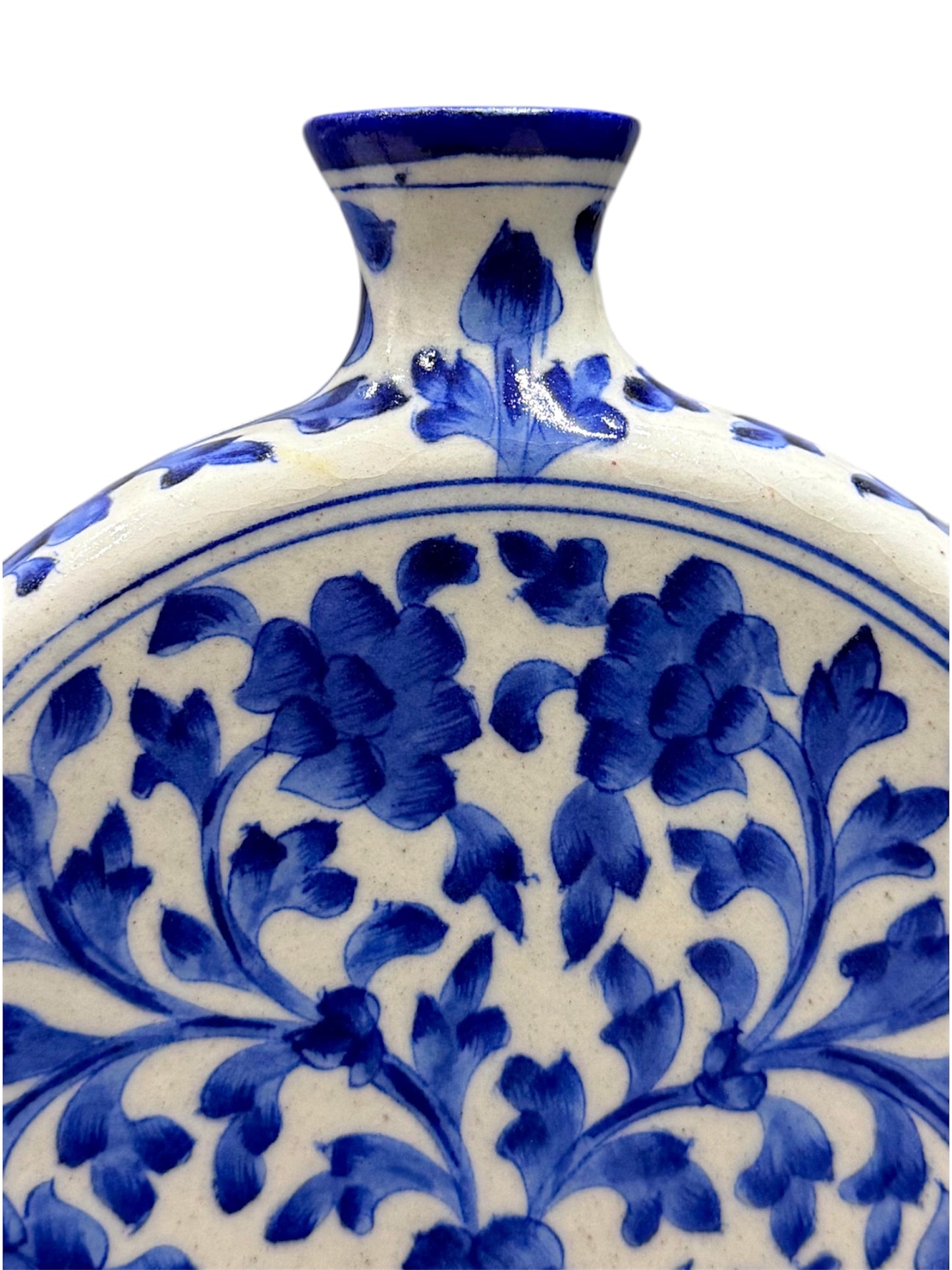 10-inch Blue Pottery Disc Vase