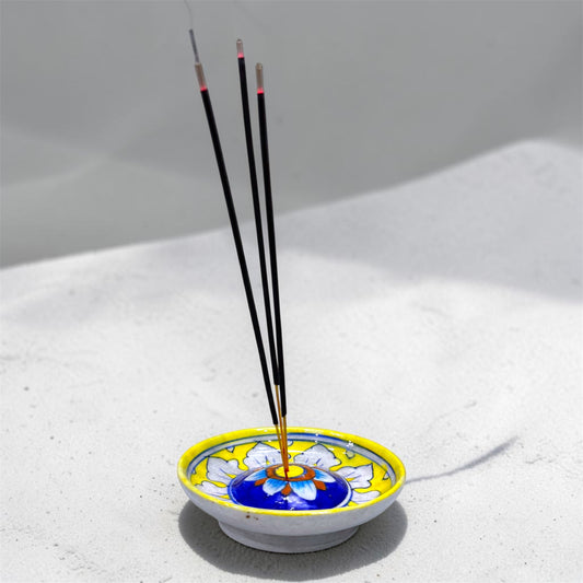 4-inch Blue Pottery Incense Stick Holder