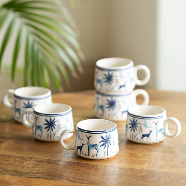 Blue Forest Deer Tea Set (1 Kettle + 6 Cups Tea Set)