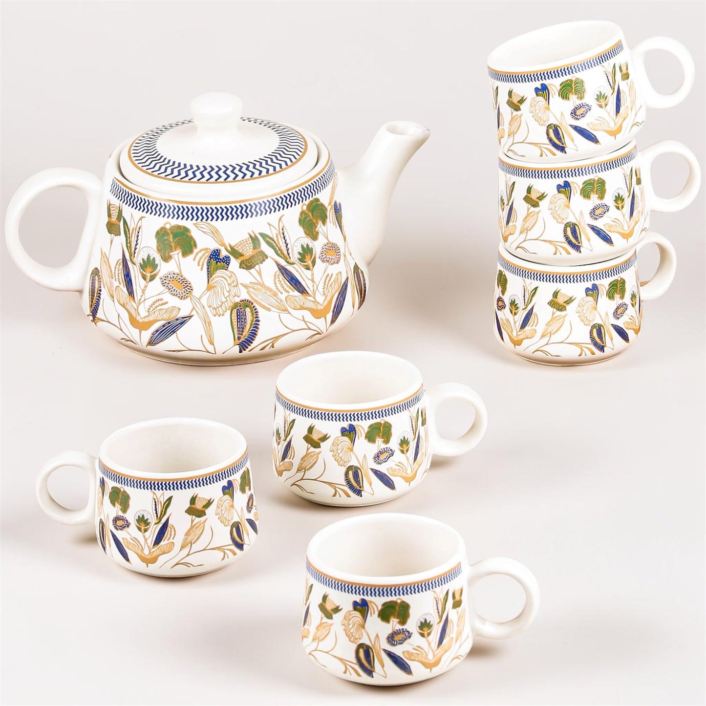 Bronze Bloom Tea Set (1 Kettle + 6 Cups Tea Set)