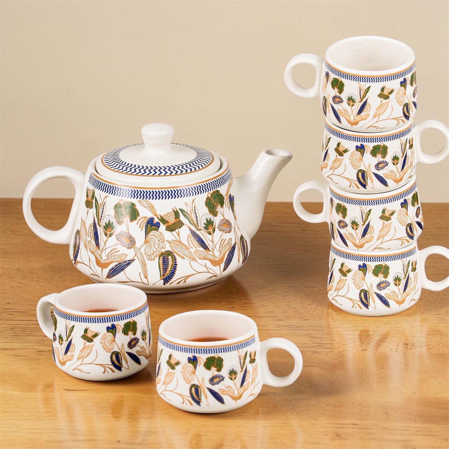 Bronze Bloom Tea Set (1 Kettle + 6 Cups Tea Set)
