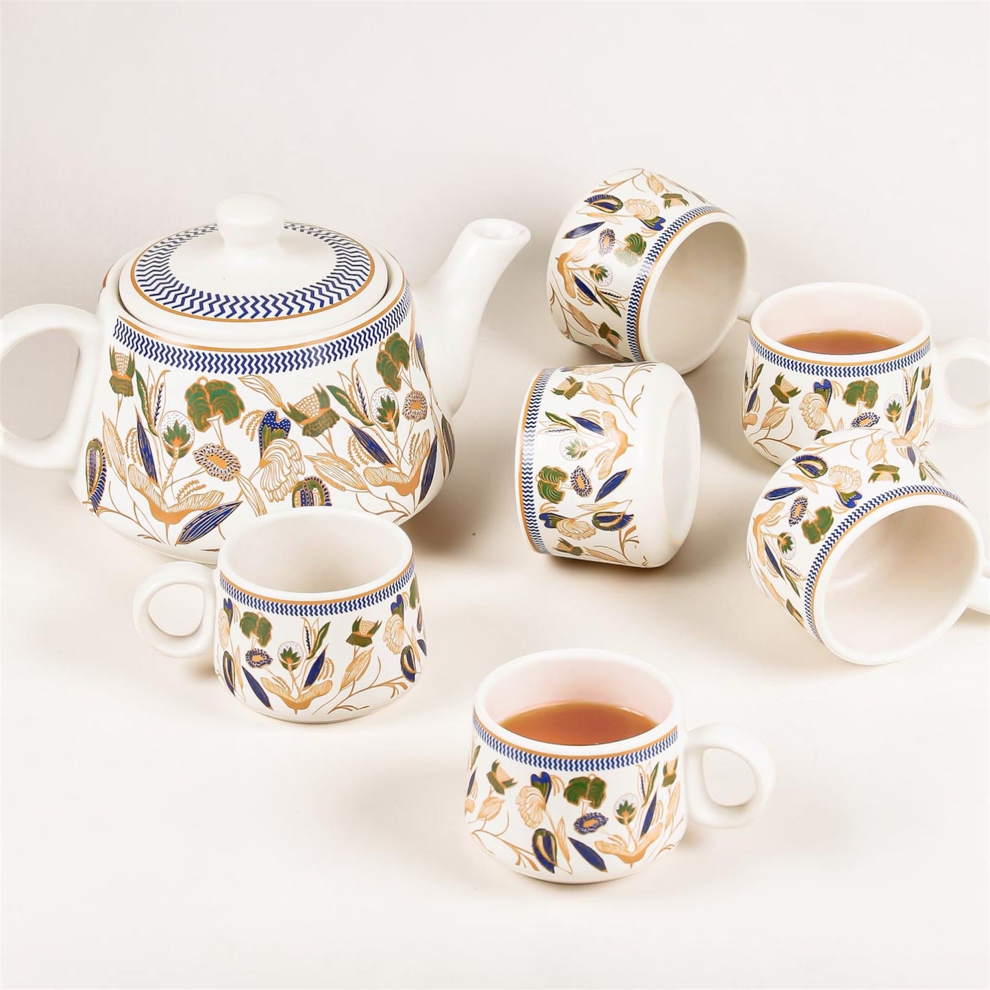 Bronze Bloom Tea Set (1 Kettle + 6 Cups Tea Set)
