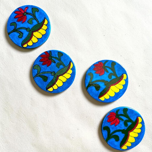 Handcrafted Blue Pottery Coasters