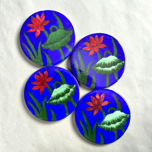 Handcrafted Blue Pottery Coasters