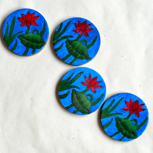 Handcrafted Blue Pottery Coasters