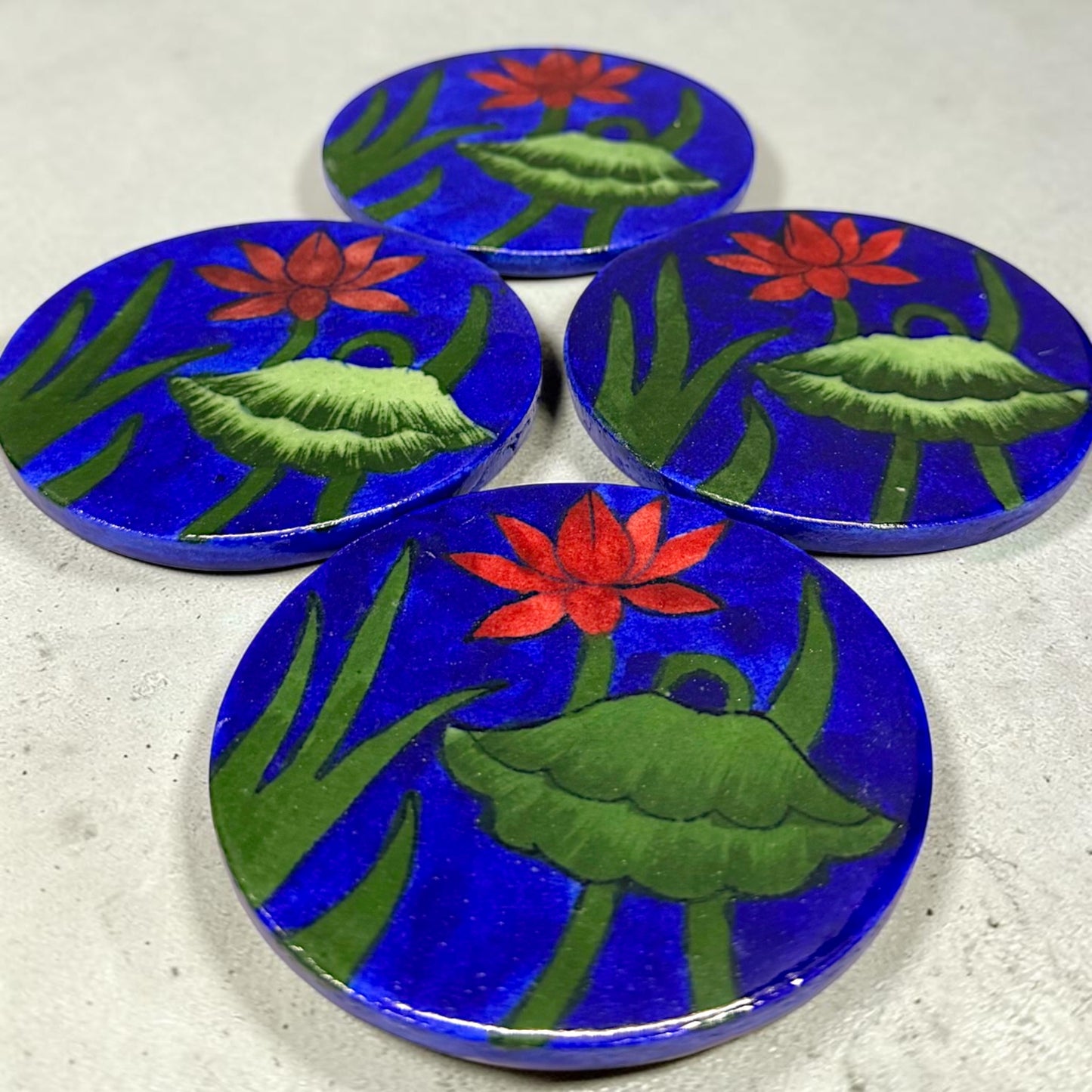 Handcrafted Blue Pottery Coasters