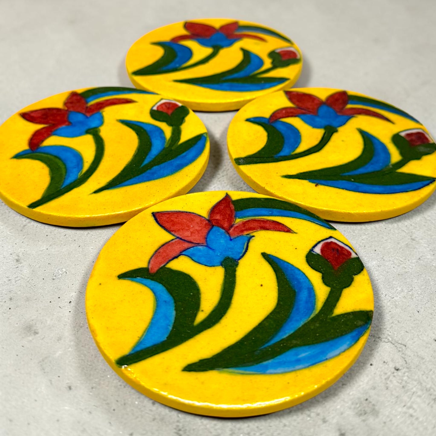 Handcrafted Blue Pottery Coasters