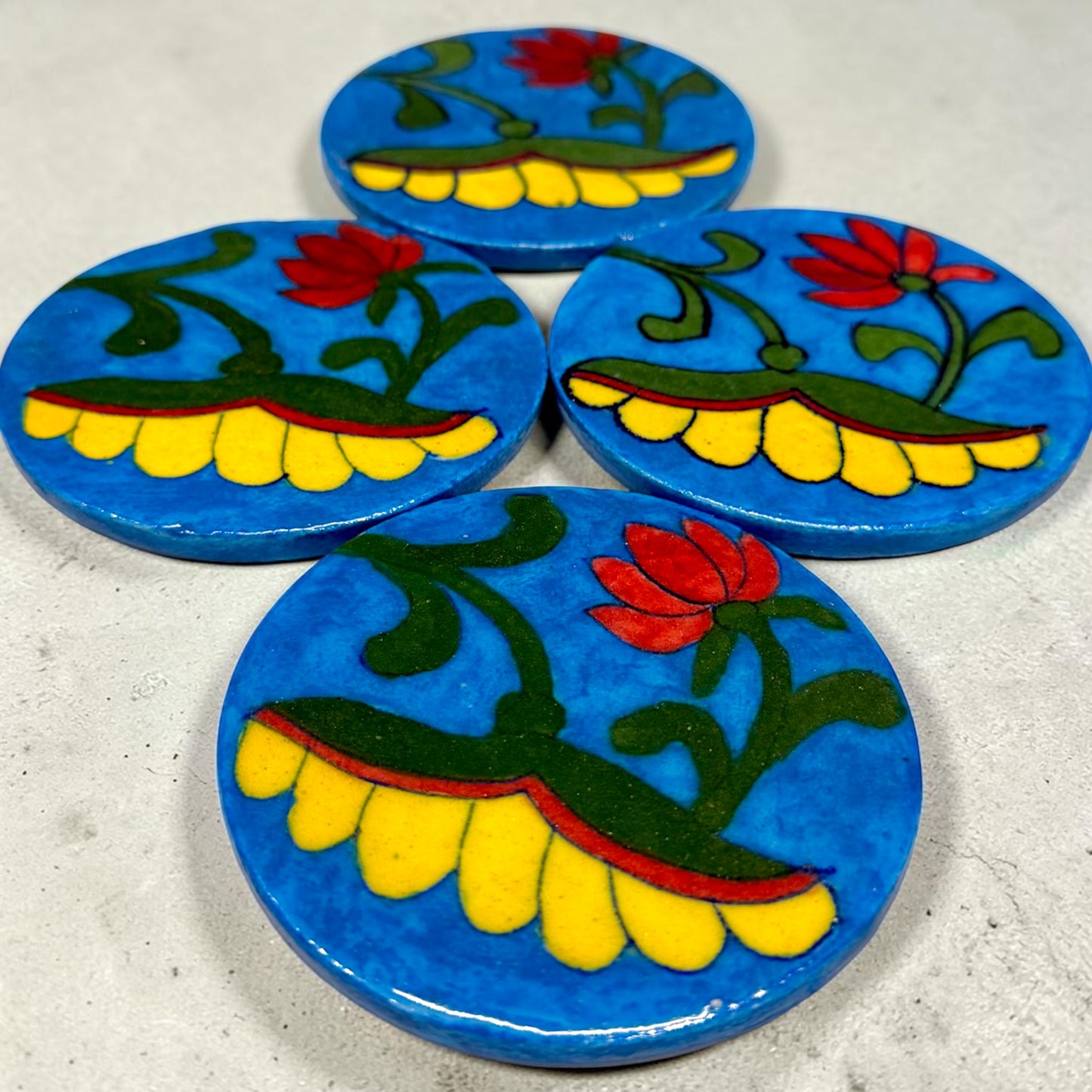 Handcrafted Blue Pottery Coasters