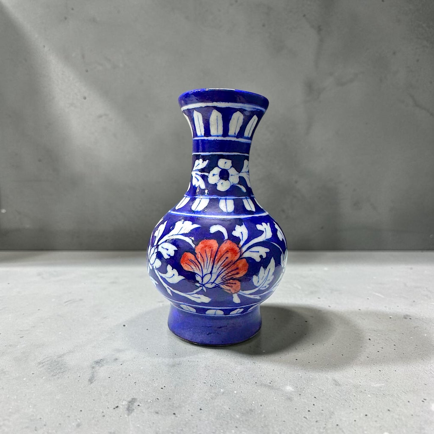 6-Inch Blue Pottery Vase
