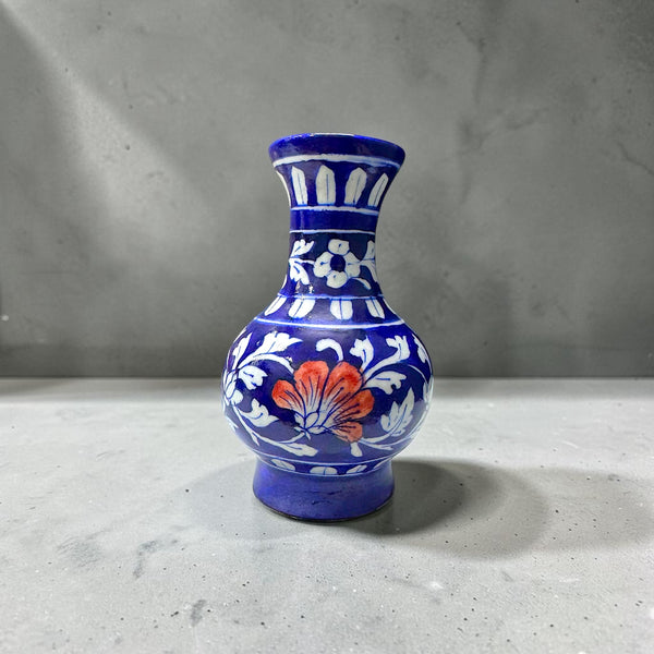 6-Inch Blue Pottery Vase