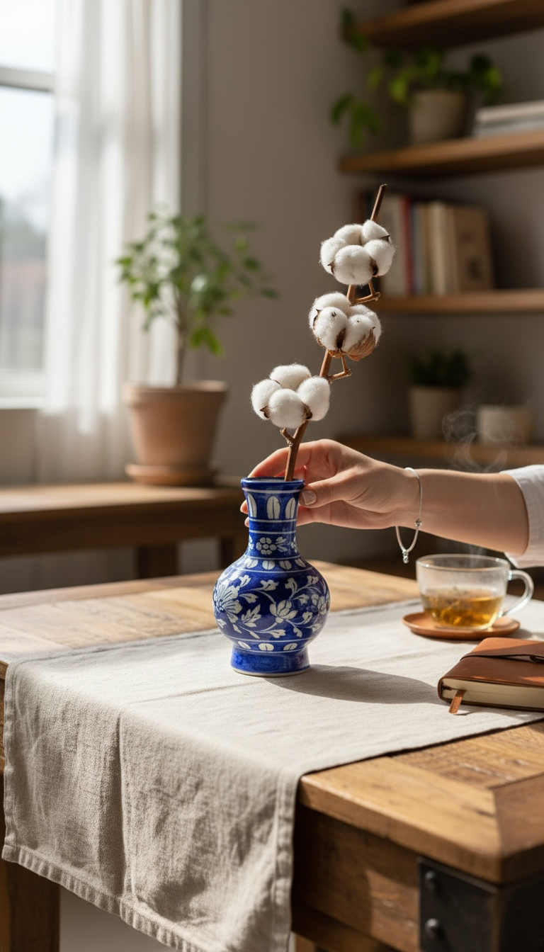 6-Inch Blue Pottery Vase